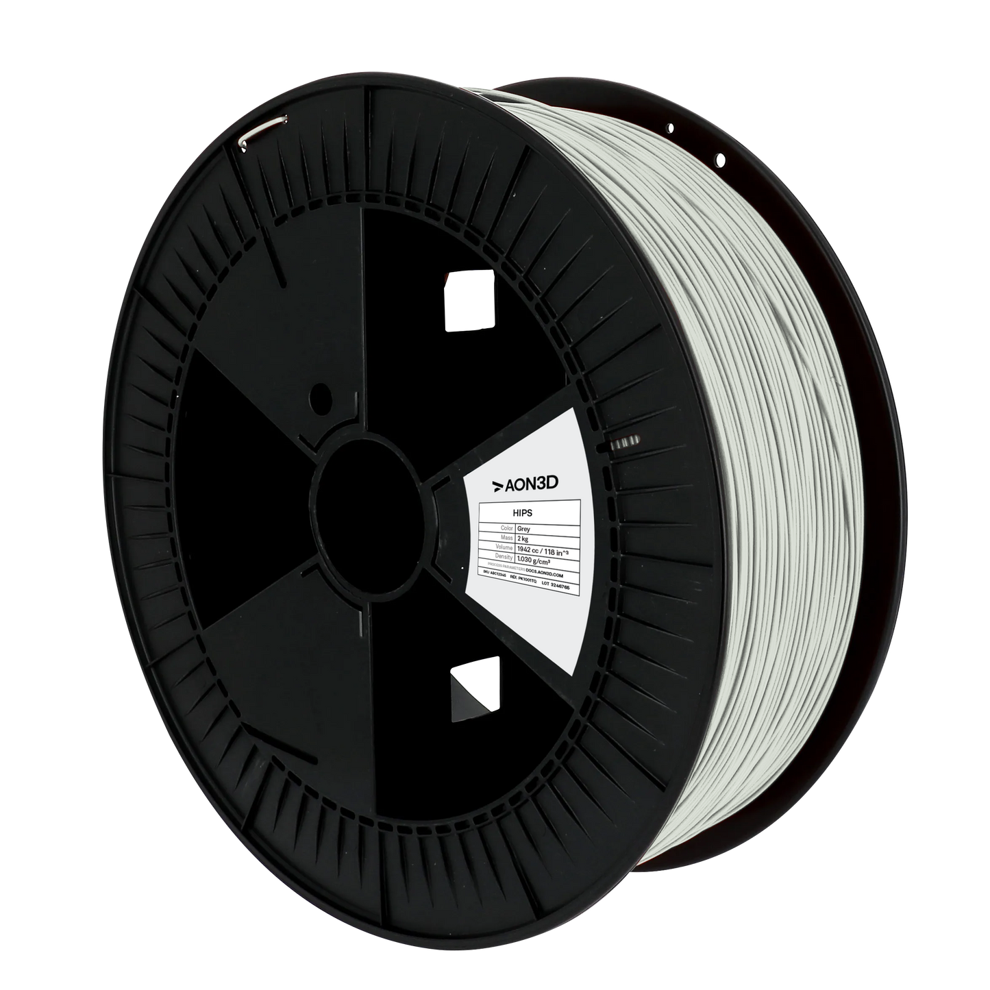 AON3D ReadyPrint™ HIPS Filament, Natural (Grey), 1.75mm, 2kg Powered by Kimya. Made from recycled materials.