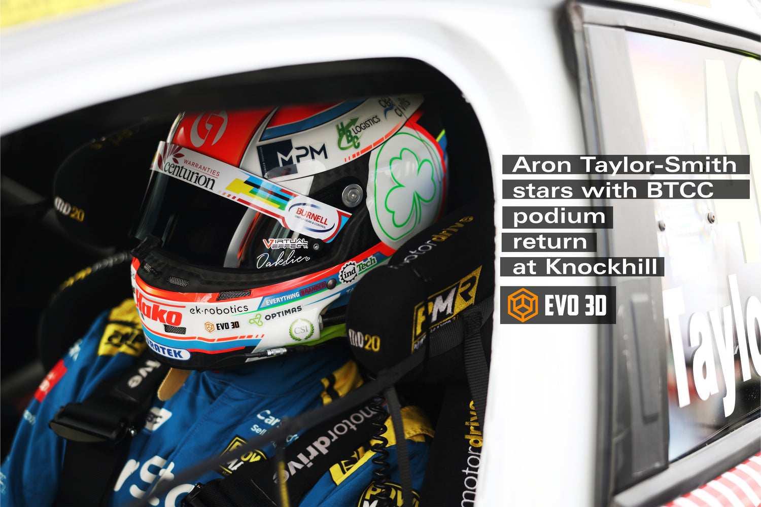 Evo 3D Partner Racer Aron Taylor-Smith stars with BTCC podium return at Knockhill