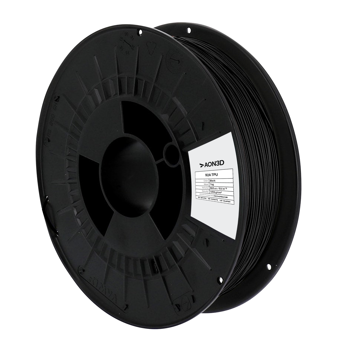 AON3D ReadyPrint™ 92A TPU Filament, Black, 1.75mm, 1kg Powered by Kimya